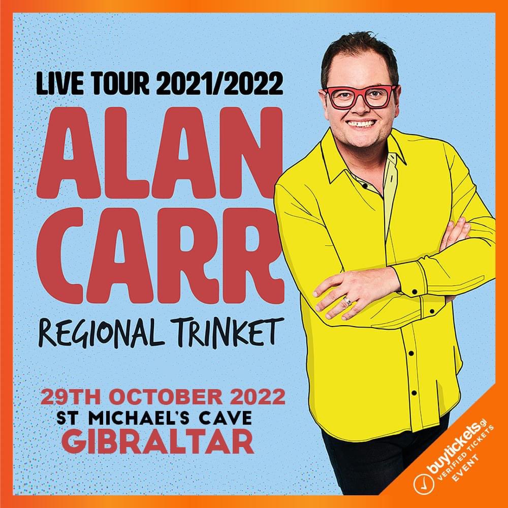 📢 Alan Carr brings his new show to Gibraltar 📢 St Michael’s Cave on the 29th OCT 2022. @chattyman Tickets out Wednesday 27th April at 11am buytickets.gi/events/alan-ca…