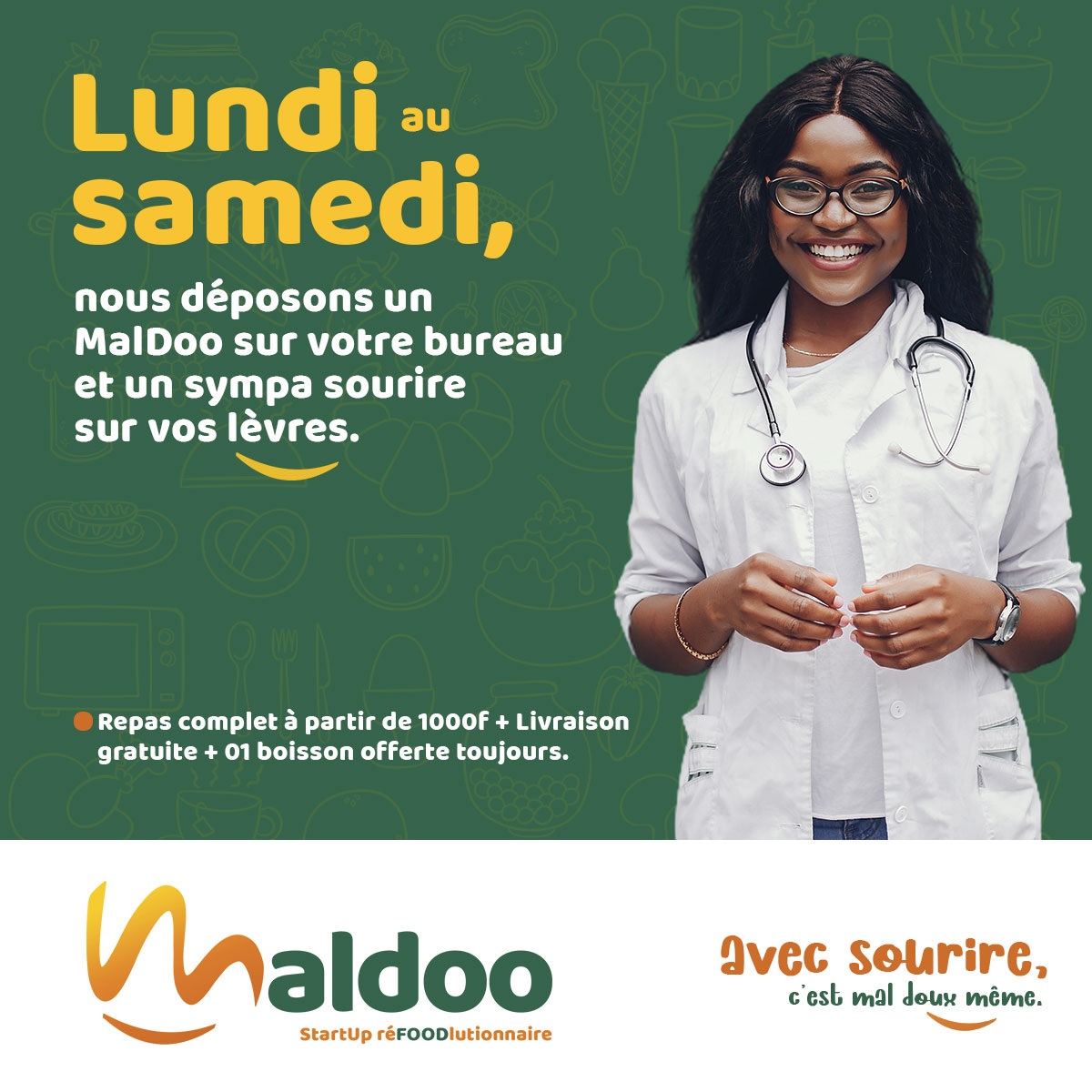 maldooafrica's tweet photo. Votre travail, vous le faites si bien..
Force et courage à chacun pour maintenir le cap et garder le sourire jusqu'au succès...
Magnifique journée à vous, de notre part à tous @MalDoo .
+229 61.07.07.75 📞
#MalDoo
#MFresh
#MDrive
#zeBrand
#réFOODlution https://t.co/gUZR5BMEJQ
