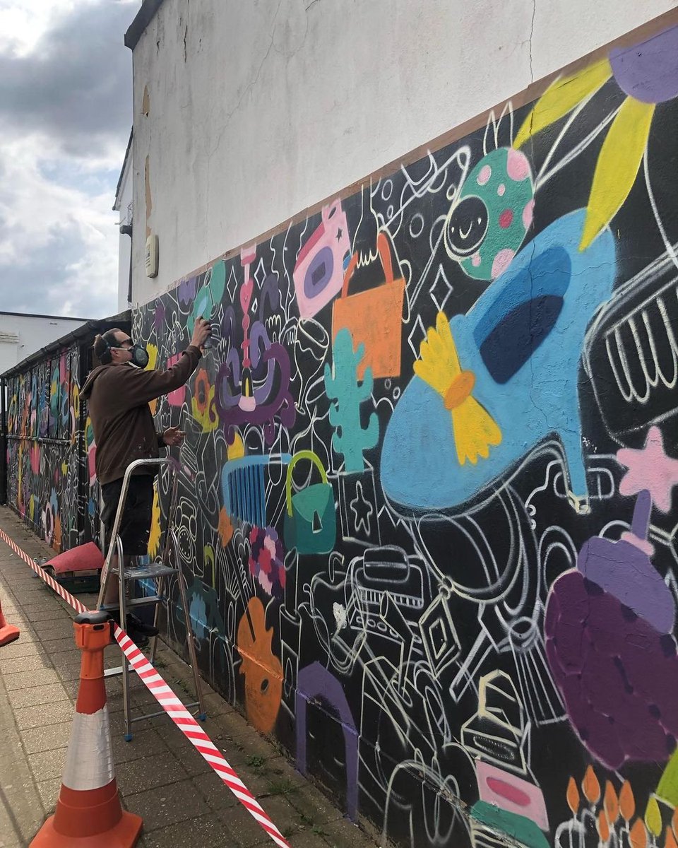 Painting a big wall in Camberley this week, here's some progress from the first 2 days...
