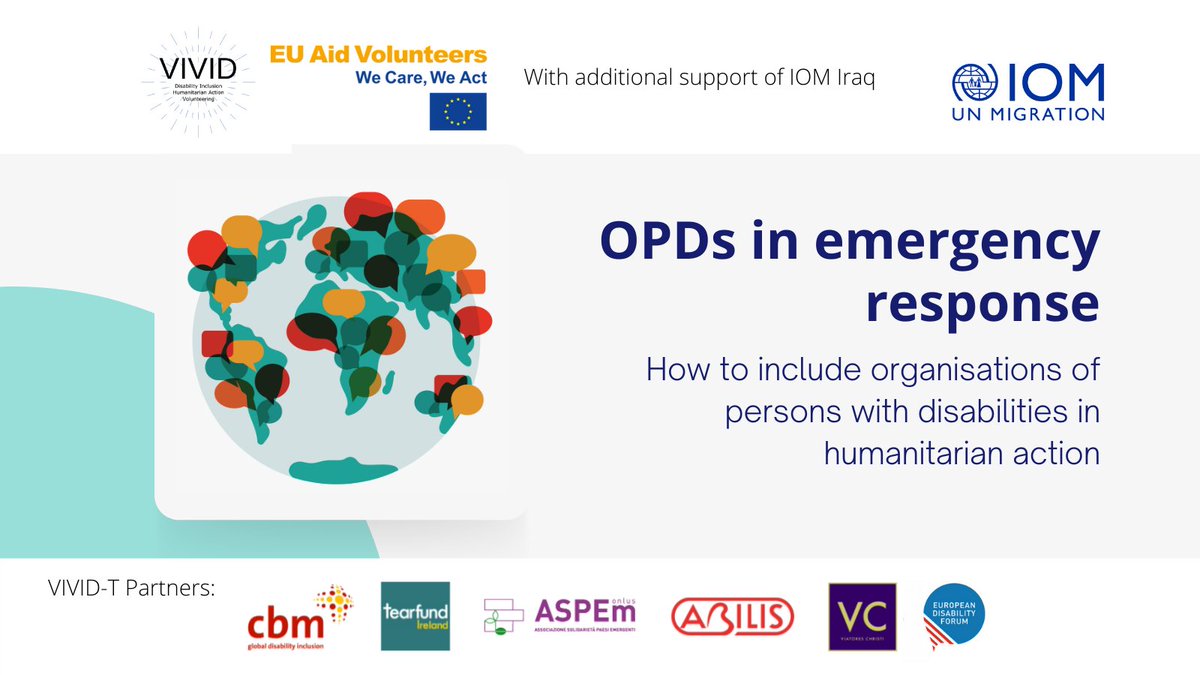 Persons with disabilities are among the most impacted by disaster and conflict. 

As part of VIVIDT project, we launch this video on the importance to involve organisations of persons with disabilities in humanitarian action

🗣️ Available in 10 languages
bit.ly/3JP03bW