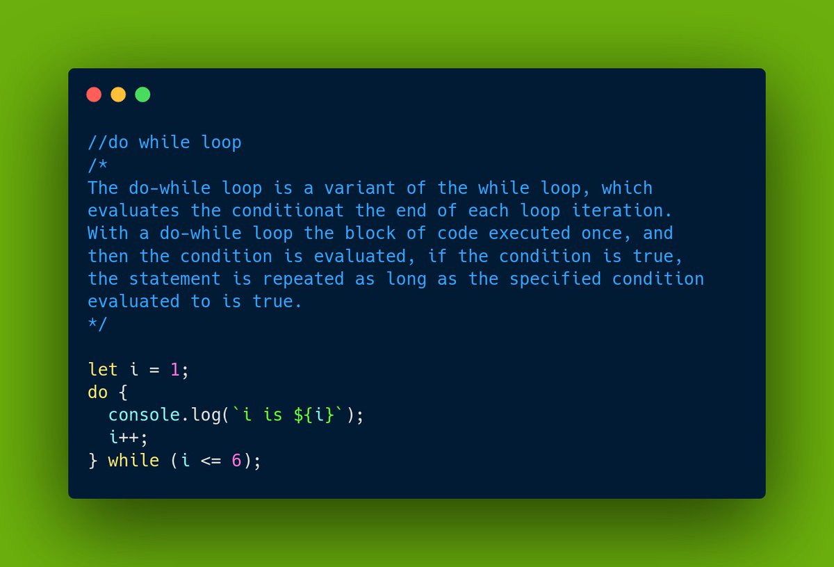ProgrammingUpds's tweet photo. Loops in JavaScript 

While, do-while,for,for-in https://t.co/4O5gytUib0