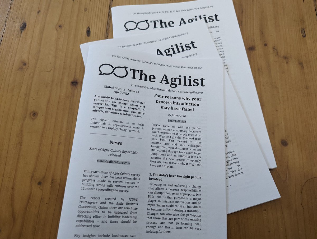 Welcome to April's issue of The Agilist - the print-only publication for organisational change agents and corporate explorers.

Join other subscribers today: theagilist.org