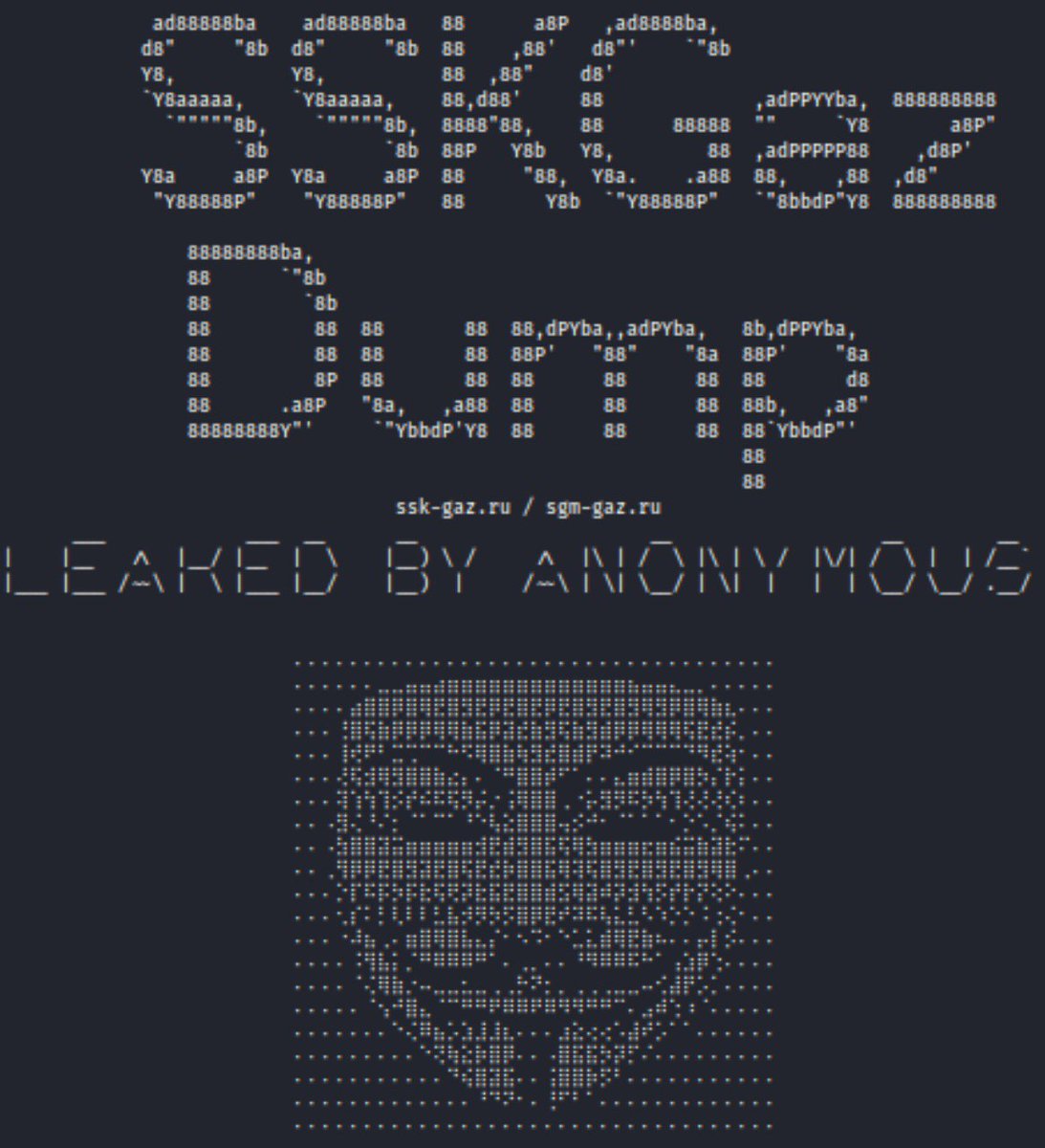 DailyDarkWeb's tweet photo. #Russia 🇷🇺 - SSK Gazregion is hacked by Anonymous Group
Ssk Gazregion OOO is a company based in Russia, with its head office in Moscow. The enterprise currently operates in the Other Foundation, Structure, and Building Exterior Contractors sector.
#DarWeb https://t.co/3jwxvNktkR