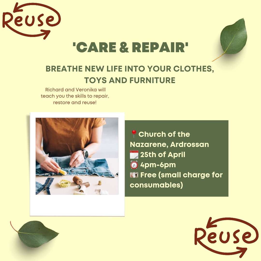 NAfoodbanks's tweet photo. 📣Care and Repair
♻️Bring along your clothes, toys and furniture and our expert menders will teach you the skills to 'care and repair' your items giving them a 2nd chance and saving them from landfill. 🧵
#chooserepair
#recycling #makedoandmend https://t.co/7MzSqww5tE