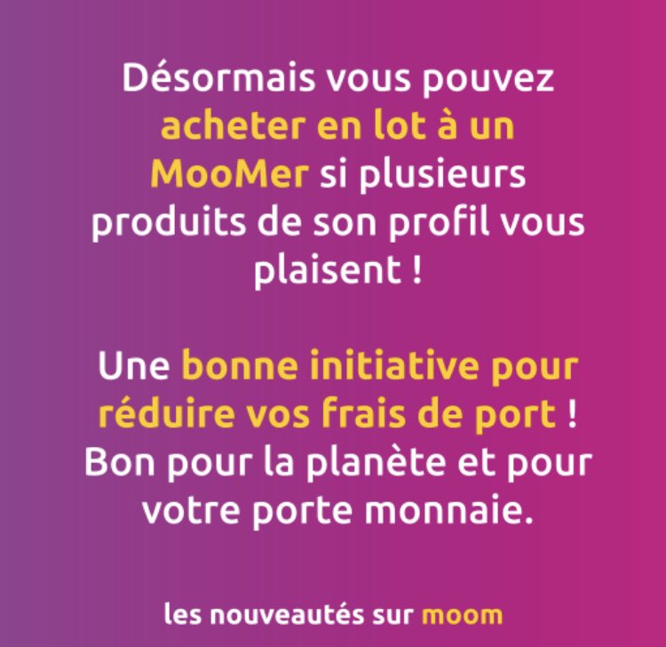 MoomPlanet's tweet image. 👉 La MooM Team a pensé à tout, et a trouvé l&apos;alternative pour concilier #planète et porte-monnaie : l&apos;achat en lot 🛍️ Choisissez vos #articles favoris et réduisez vos frais de port ! 😉  Téléchargez #MooM 👉 lnkd.in/gia98UWW 📱

#moom #moomapp #application #reagirensemble