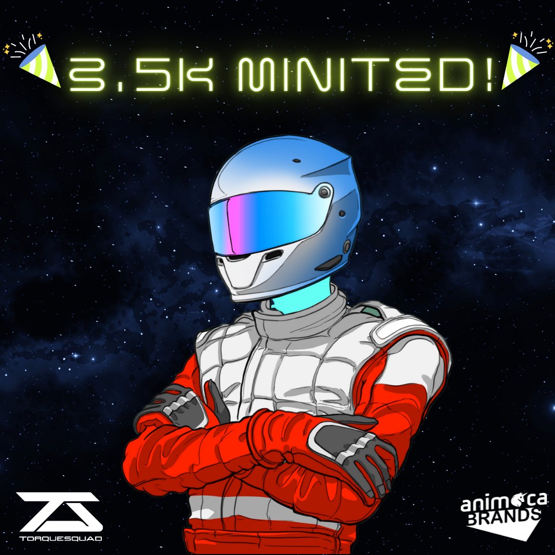 We have just reached 3.5k minted! WOW, we would like to thank everyone who showed support for us 💕! We will continue to build! 😤

To celebrate this milestone, we are giving one a free Torque Squad NFT, to enter:

1. Follow our Twitter account
2. Like and retweet
3. Tag a friend