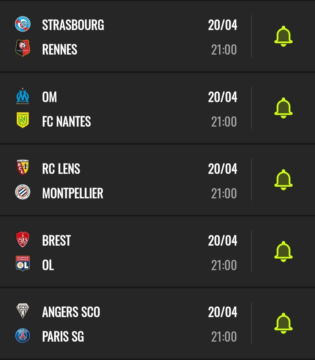 OffVaxv's tweet photo. Voici les rencontres d'aujourd'hui pour cette 33ème journée de Ligue 1 !

▫️Quels matchs vous intéressent le plus ?

#Ligue1UberEats #Ligue1 https://t.co/rFuTvhMABd