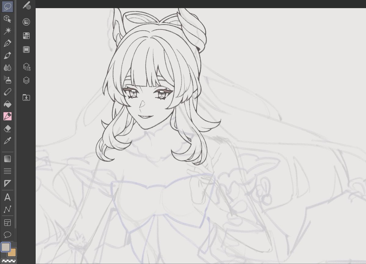 saw an abandoned kokomi wip in my files ๐คง the con cruncher in me wants to finish it for the con but my elbow is screamingg