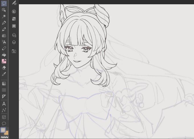saw an abandoned kokomi wip in my files 🤧 the con cruncher in me wants to finish it for the con but my elbow is screamingg 