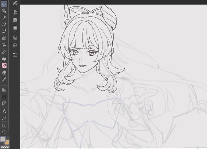 saw an abandoned kokomi wip in my files 🤧 the con cruncher in me wants to finish it for the con but my elbow is screamingg 