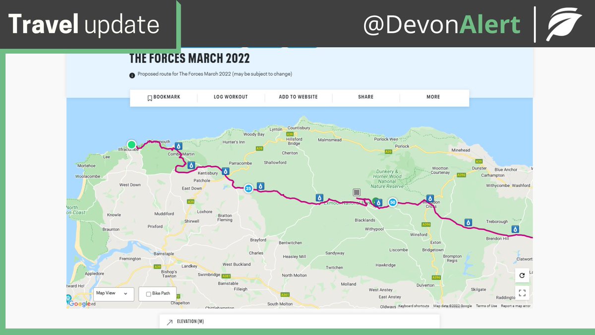 DevonAlert's tweet photo. The Forces March takes place next Wednesday, setting off from Ilfracombe Harbour and heading across to Somerset. Please be patient, take care and expect foot traffic on the roads if driving in the area. For full details of the event and route please visit: https://t.co/GEiDZXpUjL https://t.co/0c9EgwqQ5o