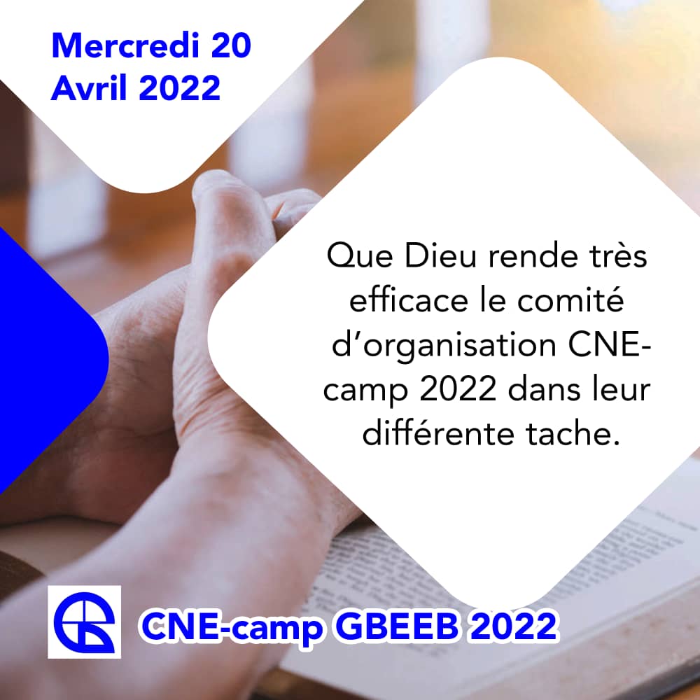 GbeebBenin's tweet photo. Prière quotidienne | CNE-CAMP 2022

Sujet du 20 avril 2022

Demandons à Dieu qu'il rende efficace le comité d'organisation de la CNE-Camp 2022  ! 

#CneCampNational2022
#PrieresQuotidiennes
#JeParticipeAuCneCampNational
#Gbeeb https://t.co/ahMd8Tcdf1