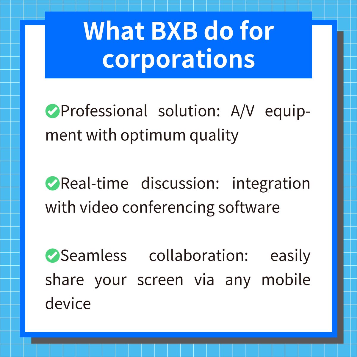 OurBXB's tweet photo. 【Hybird work would be the new normal】
✅Keep working efficacy even another pandemic time hits
✅Decrease operation cost &amp; commuting time
✅Easier to recruit remote talent
✅Enhances staff creativity &amp; retention rate

Have you fully prepared for hybrid work? 

#HybridWork https://t.co/v5qpODRHPl