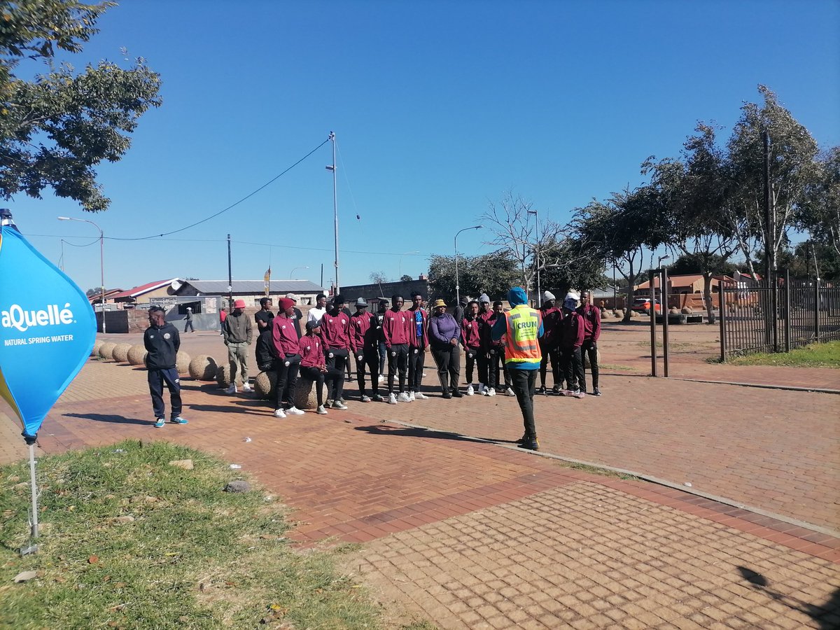 Residents of Dobsonville,Soweto, Pikitup and Moroka Swallows Football team players getting ready to clean up the area adjacent to the Dobsonville Staduim <a href="/CityofJoburgZA/">City of Joburg</a> <a href="/MichaelSun168/">Michael Sun MPL</a>