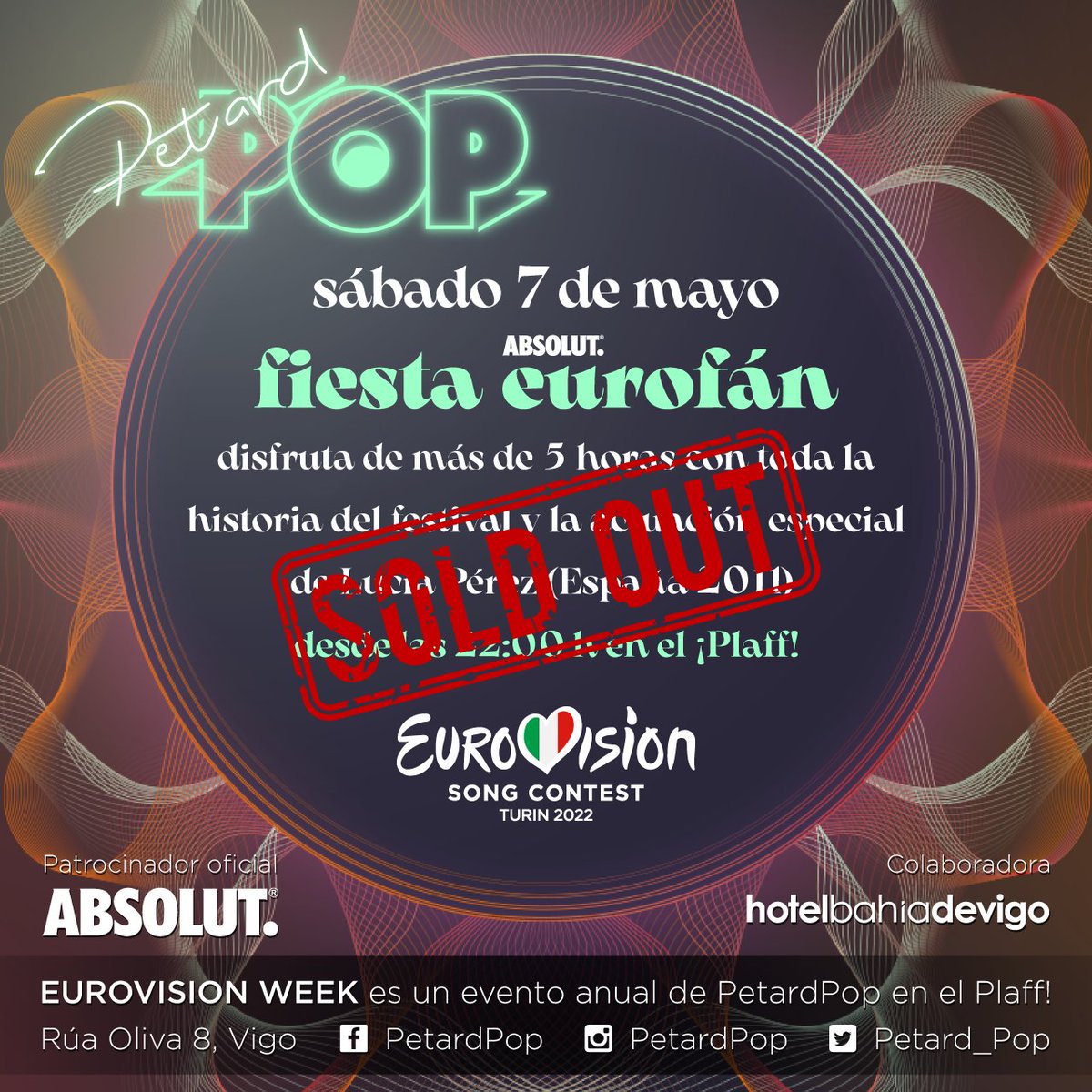 ¡¡Sois increíbles!! 😍Habéis agotado las invitaciones para la ¡FIESTA ABSOLUT EUROFÁN! del sábado 7 de mayo en tan sólo 4h!! ¡¡Eurofandom galego power!! ¿¿Pues a lo mejor tendremos que hacer una previa el viernes 6 para conocernos todos, no?? 😏