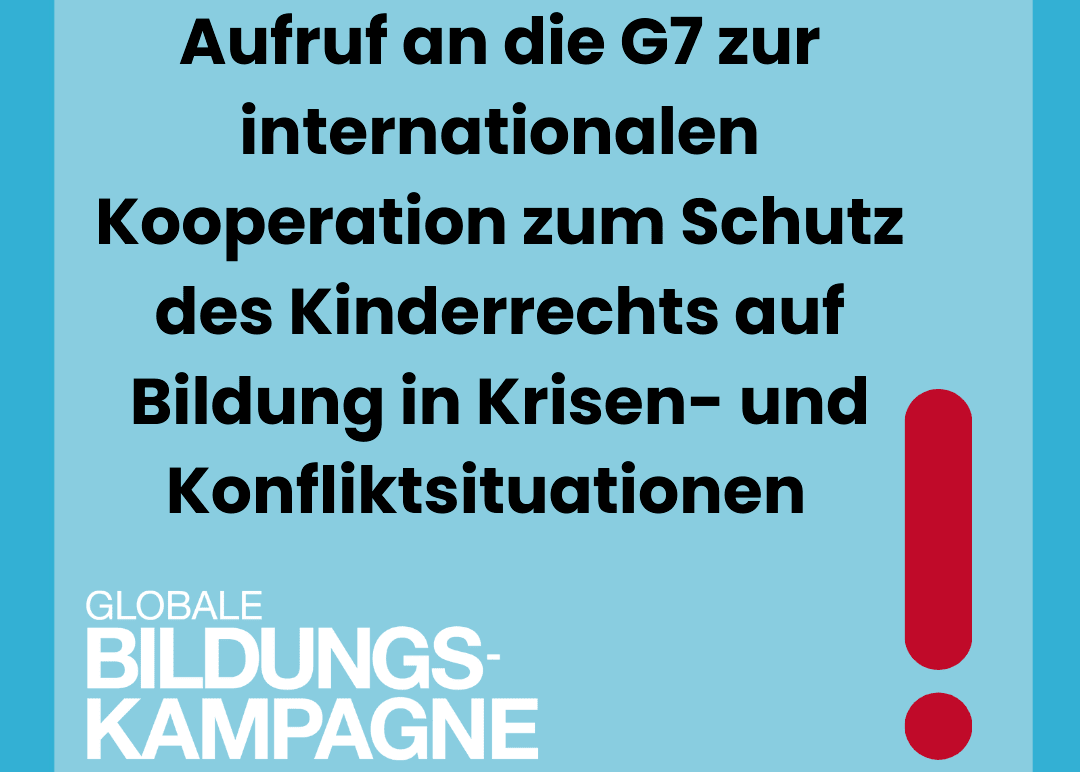 Gerade in Zeiten von Covid-19, Klimawandel, Ukraine- Konflikt und anderen vergessenen Krisen gilt: #Bildung muss krisenfest sein!
Unsere Forderungen an die G7 und mehr Infos findet ihr auf unserer Website --> bildungskampagne.org

#Scholz #Menschenrechte #G7