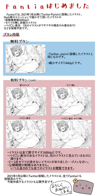 Fantia開設しました。
がっつり宣伝です。ゴメンなさい。 