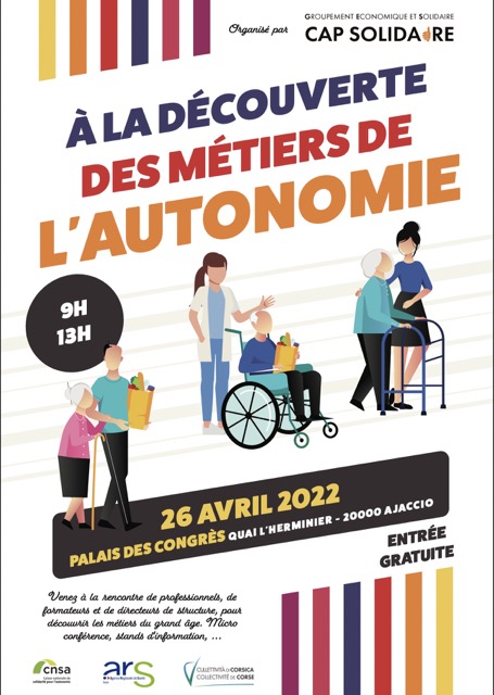 L'Afpa Corsica participe aux journées de découverte des métiers de l'autonomie !😃

✅ Deuxième édition prévue le 26 Avril 2022, au Palais des congrès d'Ajaccio, de 9h à 13h !

Pour tout savoir sur les métiers du grand âge...
Venite numerosi !😉