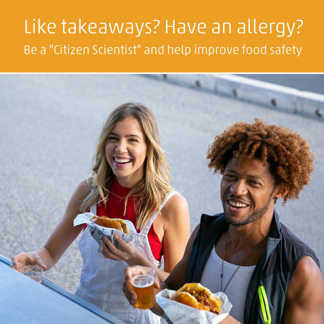 Do you have a food allergy, intolerance, or coeliac disease? Do you eat takeaway foods? You could become a Citizen Scientist with <a href="/TassosKoidis/">Tassos Koidis</a> in this study to improve food safety for those with food hypersensitivity. More info: ow.ly/8st750IMx7U <a href="/FoodSensitiveCS/">Food Sensitive Citizen Scientists</a> <a href="/foodgov/">Food Standards Agency</a>