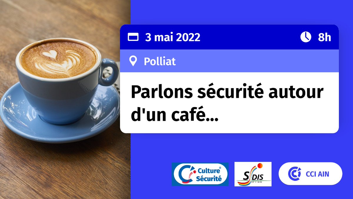 [SECURITE] 
📣 Comment faire face, anticiper ou réduire le risque incendie dans votre entreprise ? 

👍 2 dispositifs à découvrir lors de notre Petit Déjeuner de la Culture Sécurité 

📍 Polliat
📅 3 mai 2022 
⌚ 8h00 
S'inscrire 👉 bit.ly/3LZqH37 

<a href="/MECABOURG01/">MECABOURG</a>