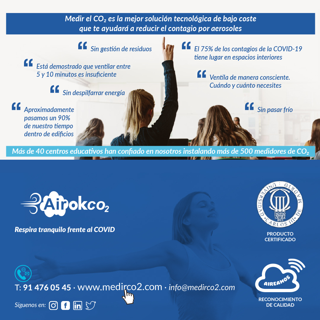 AirokCo2's tweet photo. Disminuir el contagio por virus respiratorios en las aulas es una prioridad, no solo por el COVID, sino por el resto de enfermedades que todos los años se transmiten por no tener una buena calidad del aire

•Sin despilfarrar energía
•Sin gestión de residuos
•Sin pasar frío https://t.co/Fmx9sEMtzs