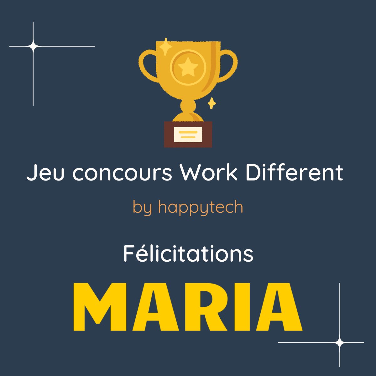 🎉 Félicitations à @SchoolsMaria qui remporte un workshop avec nos experts sur la qualité de son expérience collaborateur, première étape de notre offre Work Different 😄 Merci à tous d'avoir participé, et à bientôt sur les réseaux ! #concours #vainqueur #offre #audit