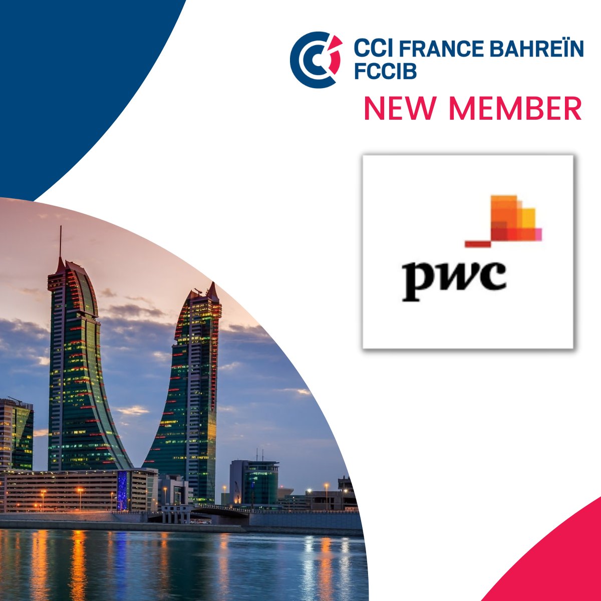 FCCIB_'s tweet photo. 📣 𝗡𝗲𝘄 𝗠𝗲𝗺𝗯𝗲𝗿
Welcome to #FCCIB new #Member @PwC_Middle_East!
It brings the right combination of people, technology and #expert capabilities from #Strategy, through #Advisory and #Consulting to #Tax and #Assurance Services, to solve the region’s most pressing challenges. https://t.co/EMzoNsLQvO