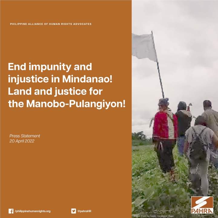 PAHRA condemns the unprovoked shooting against d  Manobo-Pulangiyon leaders &amp; civilians from Maramag, Bukidnon during a consultation meeting yesterday, April 19, w PLM n presidential Ka Leody de Guzman and senatorial candidates D’Angelo and Roy Cabonegro.  bit.ly/3Et6yQH