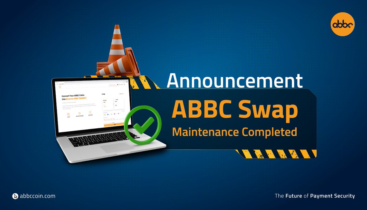 abbcfoundation's tweet photo. Dear ABBC Community,
Our #ABBCSwap maintenance is complete! You can now resume with your swap requests.
Thank you for your patience and understanding.
#ABBC #ABBCFoundation #ABBC_Coin #Announcement #Maintenance #ABBCSwap #Crypto #Blockchain #Cryptocurrency #ABBC_Updates https://t.co/fhJ0SZUFvJ