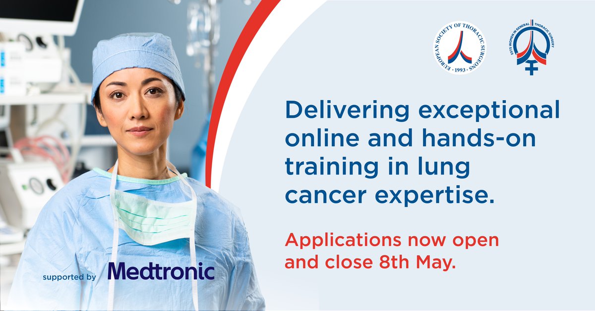ESTS Women in General Thoracic Surgery (@ests_womenthor) on Twitter photo Applications for the <a href="/ests_womenThor/">ESTS Women in General Thoracic Surgery</a> #Academy are now open!
Mentoring, expert lectures and simulation-based in person trainings for early and mid-career general thoracic surgeons!
See more details and applications link here: ests.org/news/137/medtr… Applications for the <a href="/ests_womenThor/">ESTS Women in General Thoracic Surgery</a> #Academy are now open!
Mentoring, expert lectures and simulation-based in person trainings for early and mid-career general thoracic surgeons!
See more details and applications link here: ests.org/news/137/medtr…