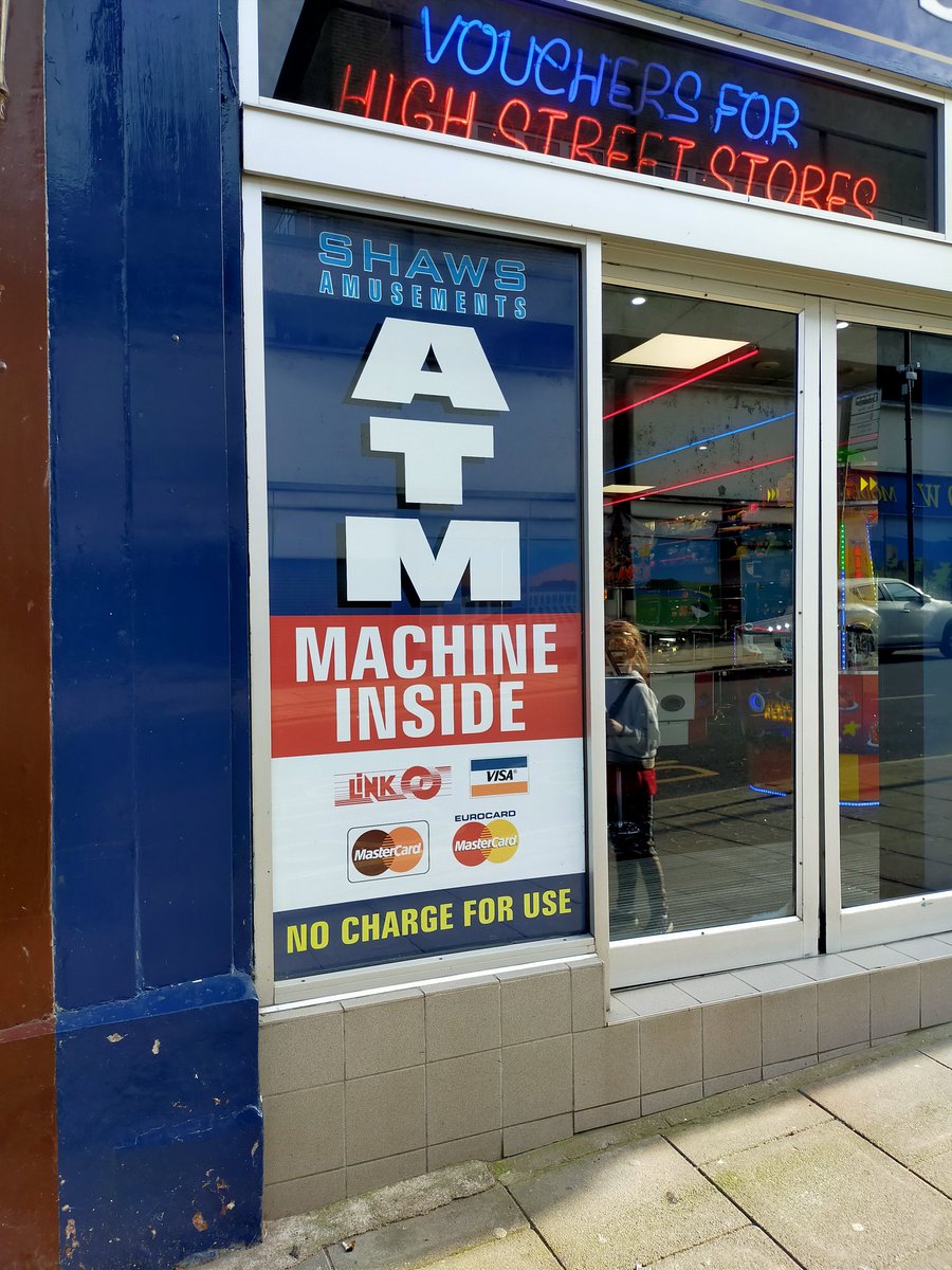 TheGraspGroup's tweet photo. The only free ATMs on Scarborough seafront are situated close to Gambling machines.    This has to stop. https://t.co/ImpVz3uhrW