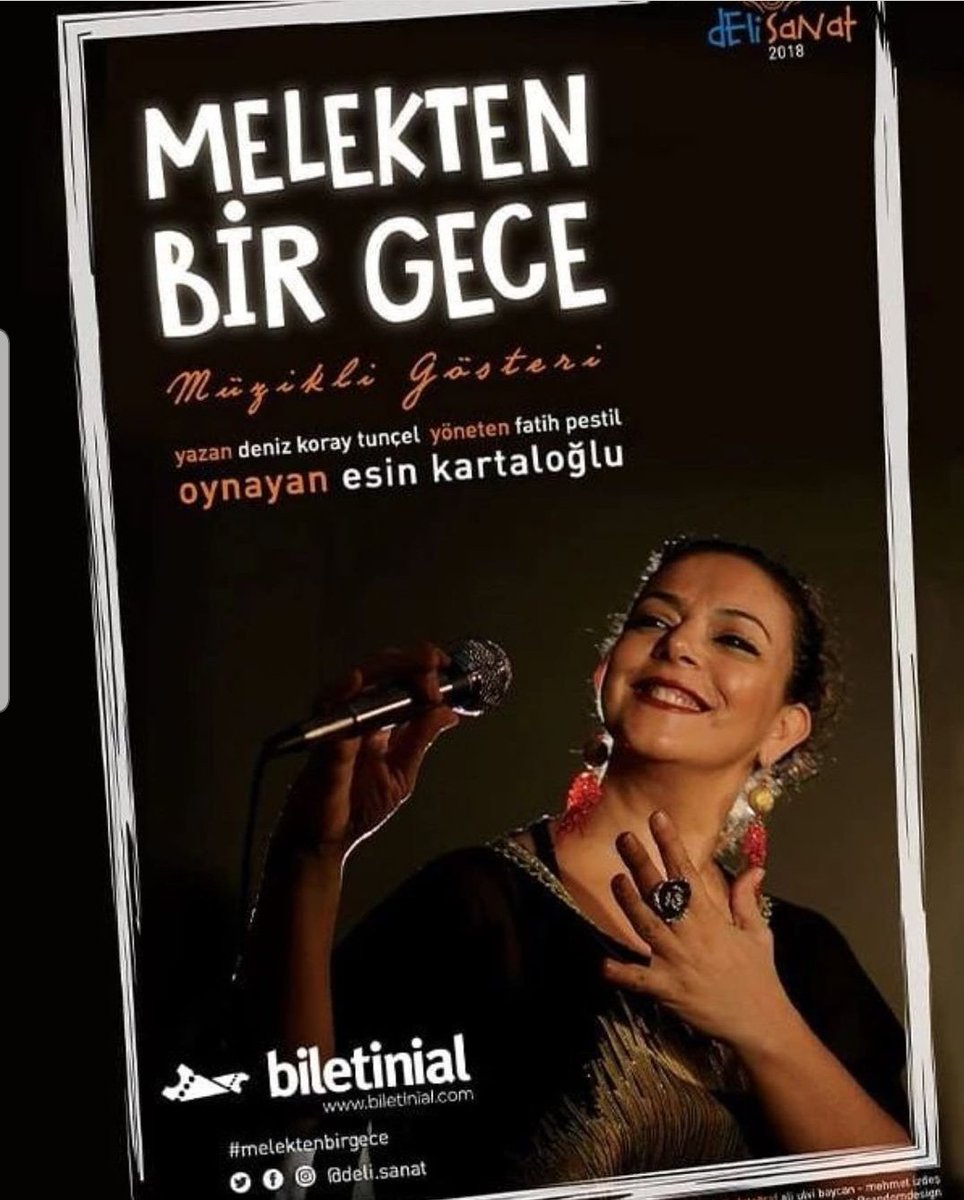 🎭"Melekten Bir Gece" 
📌29 Nisan 2022
⏰Saat 20.30 
🪑Çankaya Belediyesi Yılmaz Güney Sahnesi
Aşklar, ayrılıklar, vazgeçişler ve kabullenişlerle dolu bir hikaye Melek'in hikayesi...
biletinial.com/tiyatro/melekt… 
#melektenbirgece #delisanat #gelinbirliktedelirelim  #müzikligösteri