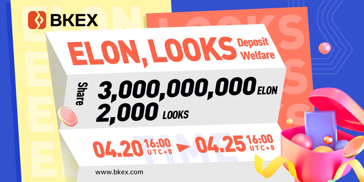 BKEXGlobal's tweet photo. #BKEX Activity | @DogelonMars &amp; @LooksRareNFT 

🎉🎉#ELON &amp; #LOOKS Deposit Welfare

🔸Activity Time: 16:00 04/20 - 16:00 04/25 (UTC+8)
🔸 3,000,000,000 #ELON #Giveaway &amp; 2,000 #LOOKS

Details: https://t.co/nuyT8GcYQf https://t.co/CAGi1raO4r