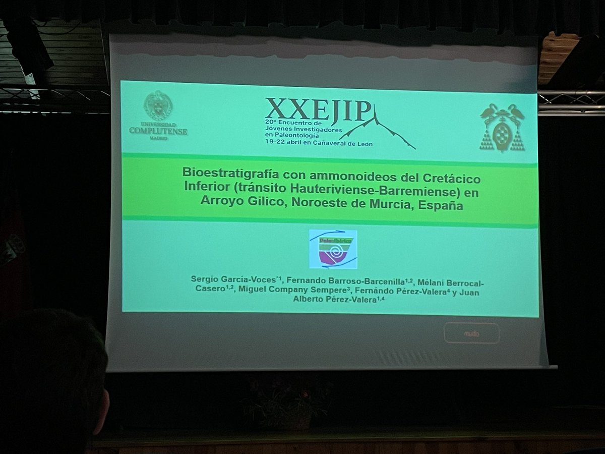 Second talk: biostratigraphy with ammonoids (is that how you say it in English ?) in Arroio Gillico, Spain, by Sergio Garcia Voces. #XXEJIP @XXEJIP2022 https://t.co/fEeXrRgYL3