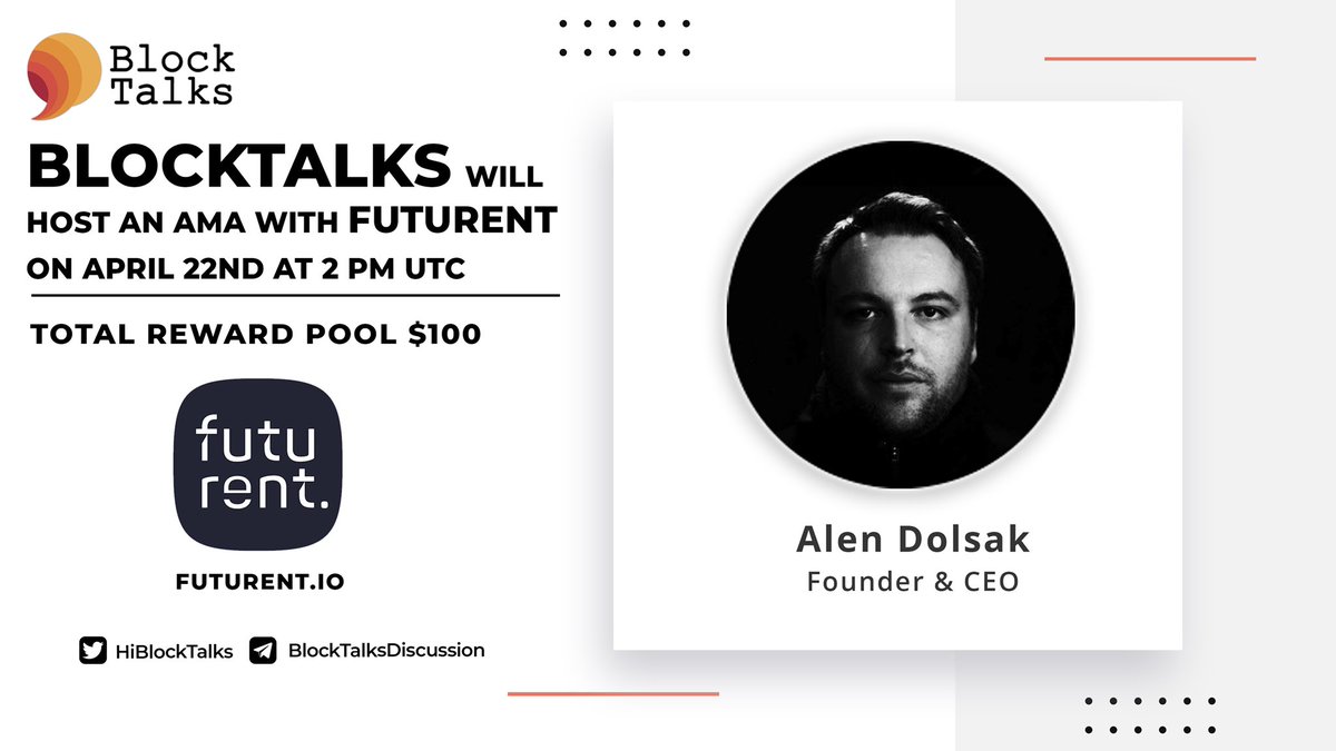 fourtisann's tweet photo. Hey Folks 🎉

BlockTalks will hold an AMA with @futurentIO on April 22nd at 2 PM UTC in BlockTalksDiscussion 💬

Follow :
@HiBlockTalks
@futurentIO 

Like, Retweet &amp; comment your question below. (Please don't tag anyone in your question. Maximum 2 questions each person) https://t.co/Lsc8UYhlVz