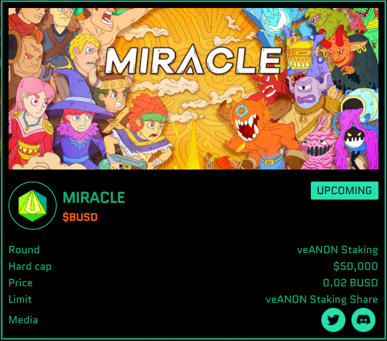 0xMiracleGame's tweet photo. 📢We will conduct our $MU IDO on @Anon_Metaverse - V.Launchpad.

⏰Time:April 20, 14:00 UTC
🔗Join IDO: https://t.co/fhwzvxrjaS

Giving away 3 WL spots to lucky users!🎁🎁🎁

⬇️To enter:
✅Follow, like and RT❤️
✅Tag 3 friends 👥
✅Join us on Discord: https://t.co/l4xT48g6nb https://t.co/3RBuciWujs