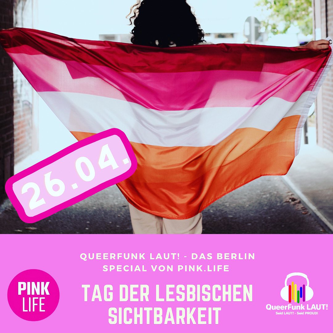 Schon vormerken: Am 26.04. gibt es ein neues Berlin Special von @pinkdotlife zum #tagderlesbischensichtbarkeit.
Euch erwarten tolle Gäste, viel Musik und ganz besonders viel lesbische Sichtbarkeit! 🎧
🏳️‍🌈Seid LAUT! - Seid PROUD!🏳️‍🌈