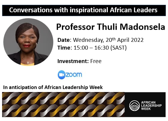 Justice_Seyisi's tweet photo. In anticipation of the #AfricanLeadershipWeek taking place in September 2022, we chat to Prof @ThuliMadonsela3 at 15:00 today.
We want to know how can #AfricaRise despite the seemingly insurmountable challenges.
Join us: https://t.co/FGI6RHRUhY
#AfricanLeadershipWeek https://t.co/GQ85QR2RN8