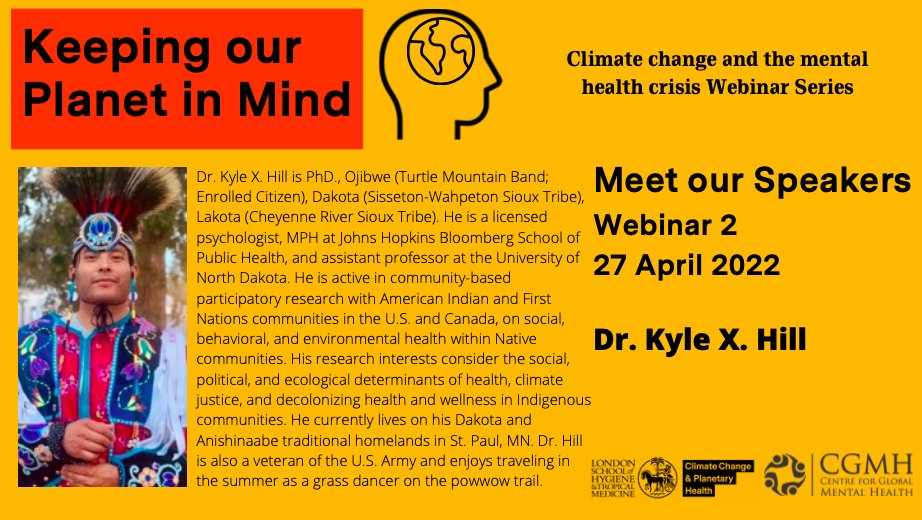 📢Meet our speakers! Dr. Kyle X. Hill in the 2nd Webinar of the #keepingourplanetinmind Series on #climatechange &amp; #mentalhealth co-hosted by 
<a href="/LSHTM_Planet/">Centre on Climate Change & Planetary Health, LSHTM</a> and <a href="/GMentalHealth/">Centre for GMH</a>🌎
🪑Sir Andy Haines

Join us!  
🗓️27April2022  
⏲️17:00 – 18:30 BST 

Info at👇
lshtm.ac.uk/newsevents/eve…