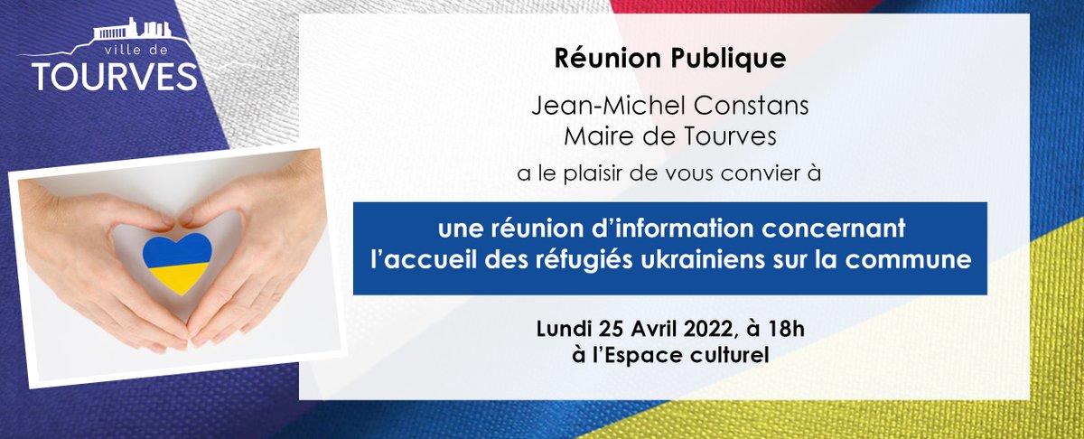 Une réunion d'information publique sur l'accueil des réfugiés Ukrainiens aura lieu lundi 25 avril à 18h, à l'Espace Culturel