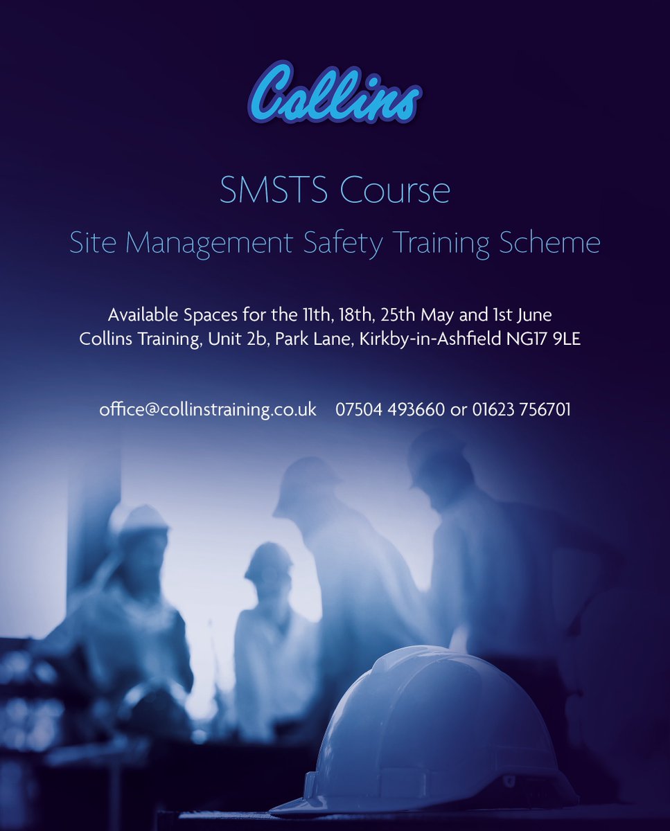 collinstraining's tweet photo. There’s still available spaces for our upcoming SMSTS courses, call now to guarantee your seat! https://t.co/2DBD5smLjH