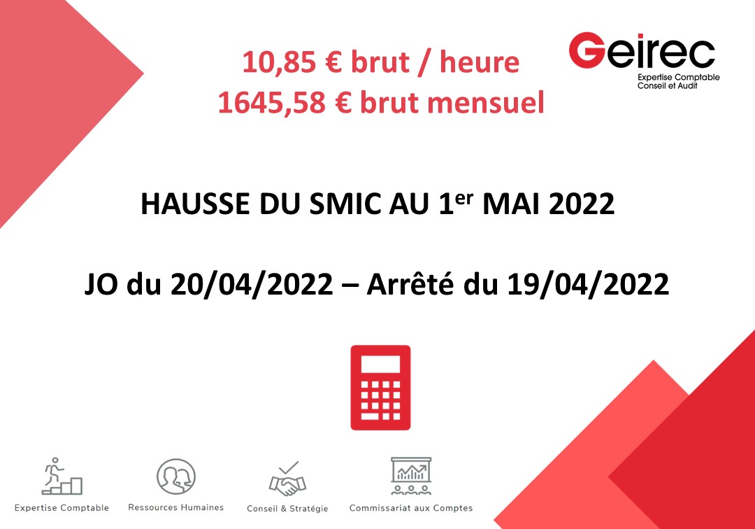 GEIREC SAS (@sasgeirec) on Twitter photo đ° ArrĂȘtĂ© => Hausse du SMIC au 1er mai 2022 đ°
- 10,85 ⏠brut/heure soit 1645,58 ⏠brut (35h00)
- Le minimum garanti sâĂ©tablit Ă 3,86 ⏠au 1er mai 2022
- Date entrée en vigueur : 01/05/2022
Lien vers ArrĂȘtĂ© : legifrance.gouv.fr/download/pdf?iâŠ
<a href="/SasGeirec/">GEIREC SAS</a> đ° ArrĂȘtĂ© => Hausse du SMIC au 1er mai 2022 đ°
- 10,85 ⏠brut/heure soit 1645,58 ⏠brut (35h00)
- Le minimum garanti sâĂ©tablit Ă 3,86 ⏠au 1er mai 2022
- Date entrée en vigueur : 01/05/2022
Lien vers ArrĂȘtĂ© : legifrance.gouv.fr/download/pdf?iâŠ
<a href="/SasGeirec/">GEIREC SAS</a>