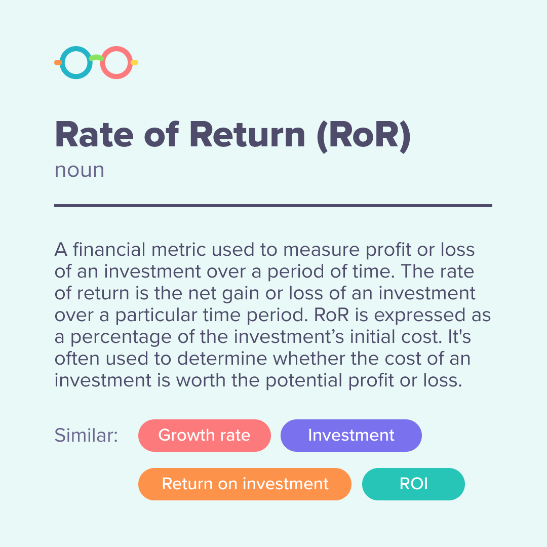 vault22_io's tweet image. Here&apos;s your weekly dose of financial definitions! #22seven #investing #rateofreturn #ror