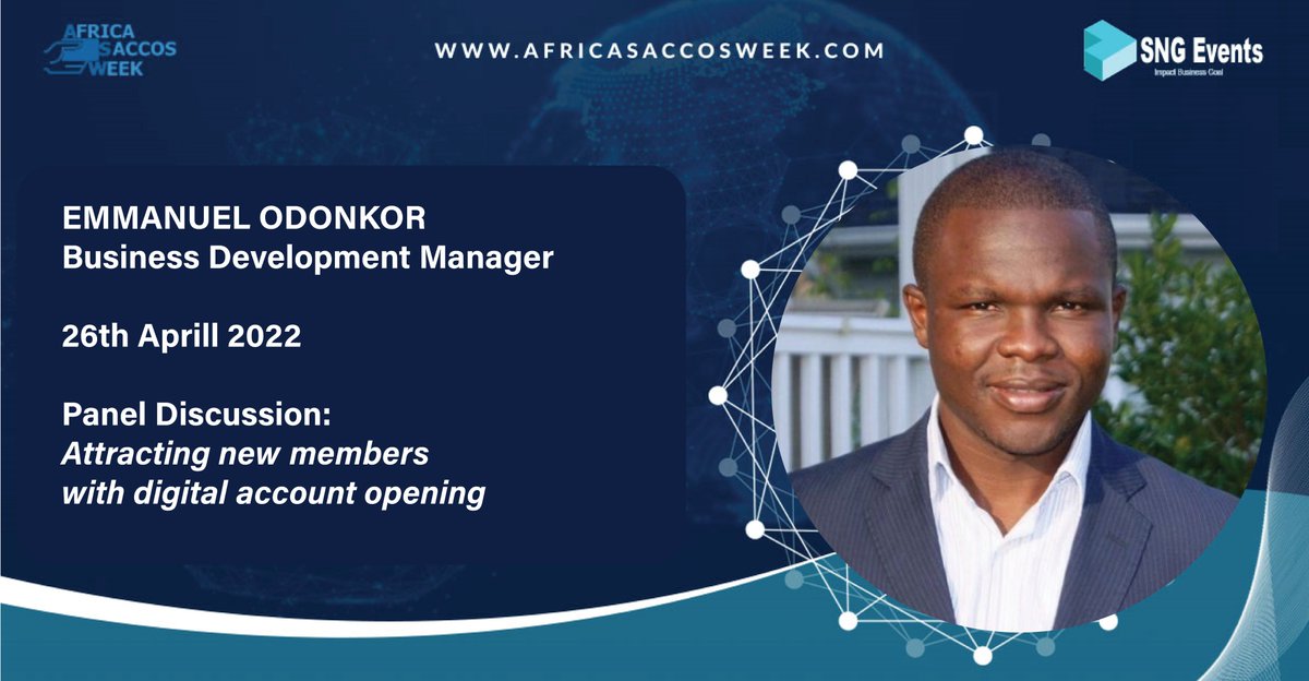 QwareBanking's tweet photo. Digital account opening, how can it increase the client base and other key benefits, delivered by Emmanuel Odonkor, Business Development Manager, at Africa Saccos Week. Don't miss the Innovation Panel Discussion, starting at 12.30 on 26th April.
#digitalbanking #digitalonboarding https://t.co/cQZea5bVkF