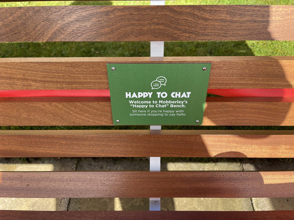 ‘Happy To Chat’ ♥️
Signs on some of our benches.
#Altrincham #Sale #mobberley #Timperley #loneliness #mentalhealth 
It’s good to talk! we are all 
‘just walking each other home..’ 
Spiritually speaking 😊
It goes without saying if you needed to chat, I’m always happy to listen.