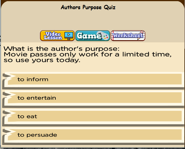 Author's Purpose Quiz