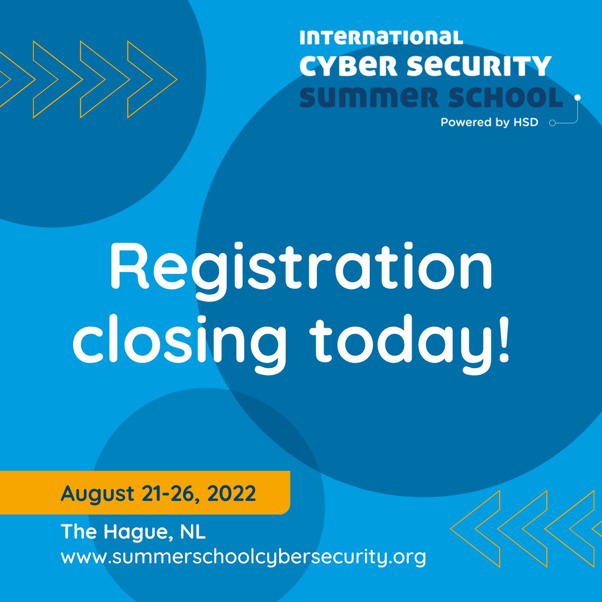 Be aware that registration for the 2022 ICSSS is closing today! If you have not signed up yet, make sure to do it as soon as possible.

You do not want to miss out on this inspiring week of #cybersecurity insights!

Sign up now via summerschoolcybersecurity.org/registration/