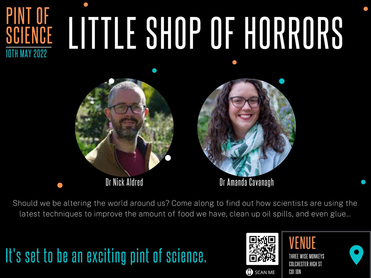 How are we using nature to improve our lives? Find out how @cavycavs and Nick Aldred are using the latest advancements to improve the amount of food we have and uses for natural slimes and glues for a growing population <a href="/TWM_Colchester/">Three Wise Monkeys Colchester</a> 10th May

TICKETS: pintofscience.co.uk/events/colches…