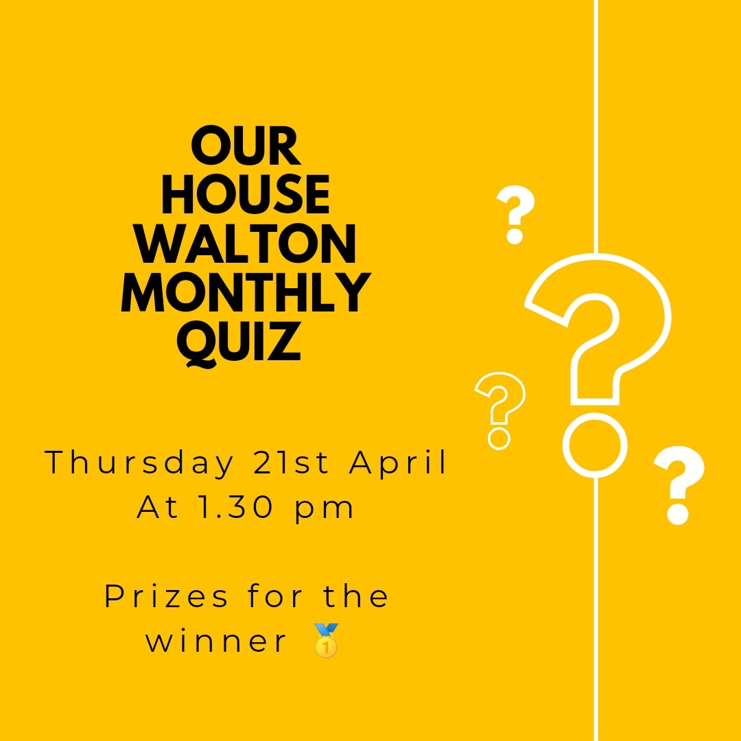 Our House Walton Monthly Quiz will be on this Thursday from 1.30 pm Pop along, test your general knowledge and have some fun ☺️ #Community #Liverpool #MentalHealthMatters #TacklingLoneliness #TestYourGeneralKnowledge @LiverpoolCVS @lpoolcouncil @LiveWellLpool