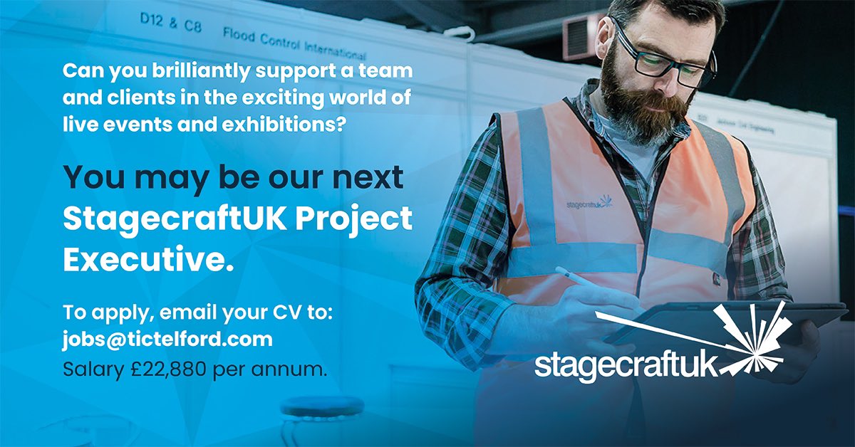 Are you a ‘lists and juggler’ work type? If so we may just have the perfect role for you! Working with our production team StagecraftUK in the exciting world of live events and exhibitions. Look forward to hearing from you if you fit the bill.